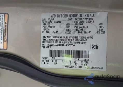 2004 Ford Explorer Xls from USA, damaged, VIN 1FMZU62KX4UA55756